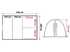 Obelink Lugano 6 XL Excellent CoolDark Tente Tunnel -Obelink floorplan lugano 6 xl ecommerce