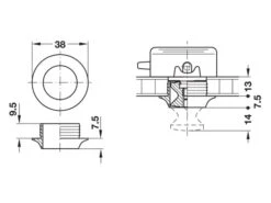 Obelink Bouton Poussoir - Silver -Obelink obelink push lock knop tekening ecommerce